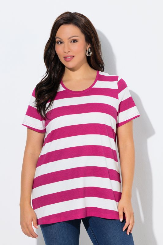 T-shirt rayé, coupe Classic Fit, col rond et manches courtes