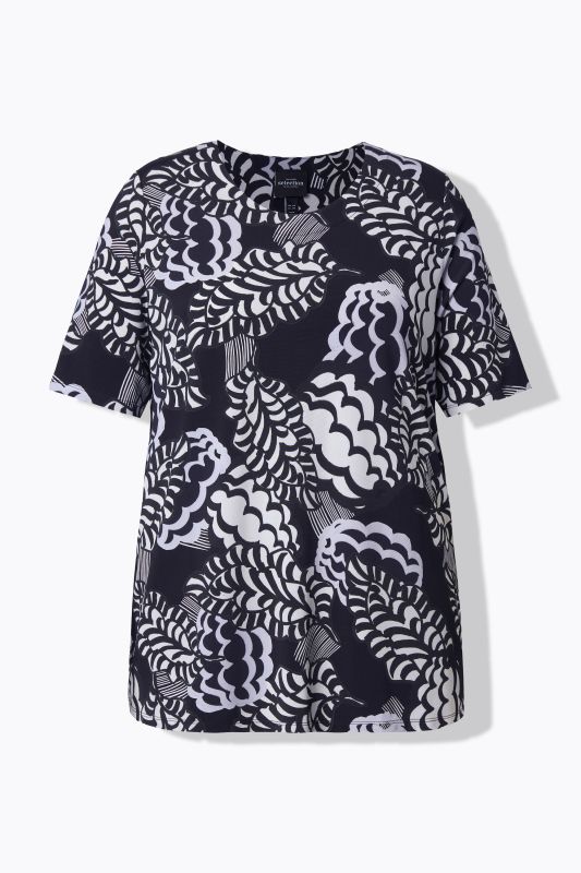 T-shirt au tombé fluide, coupe évasée, col rond et manches courtes