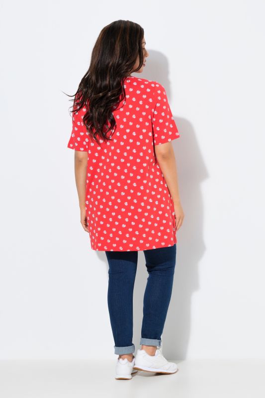 T-shirt avec plis fantaisie, coupe évasée, col en V et manches courtes