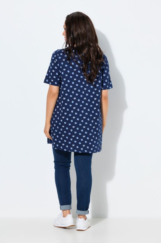 T-shirt avec plis fantaisie, coupe évasée, col en V et manches courtes