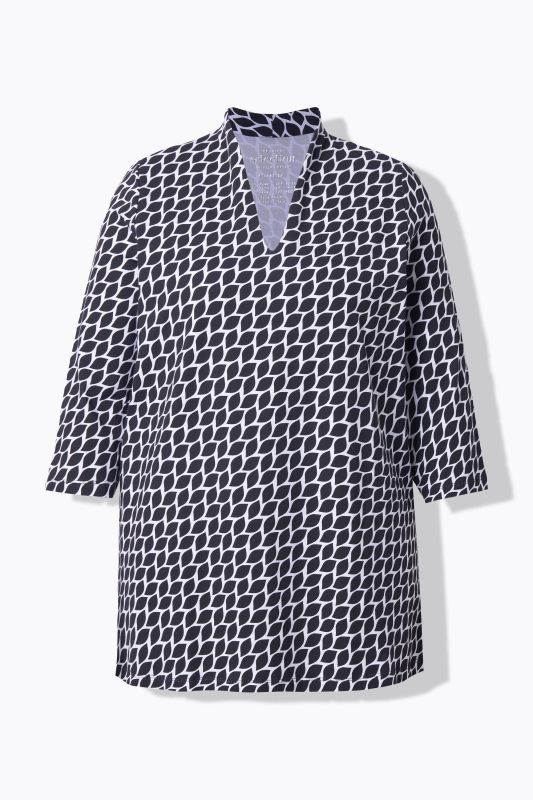 T-shirt en coton Pima, manches 3/4 et col calice, coupe évasée