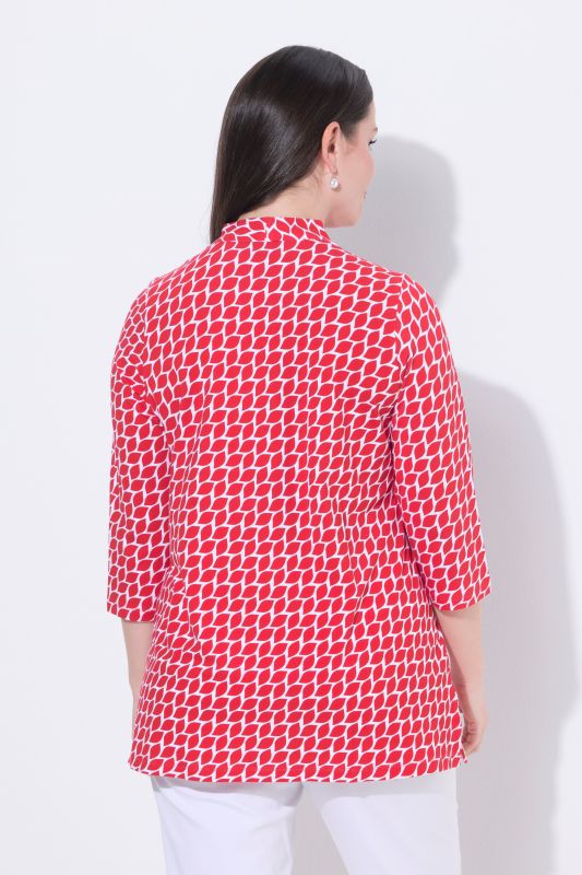 T-shirt en coton Pima, manches 3/4 et col calice, coupe évasée