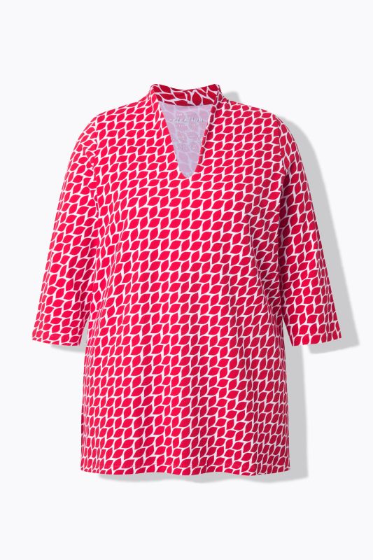 T-shirt en coton Pima, manches 3/4 et col calice, coupe évasée