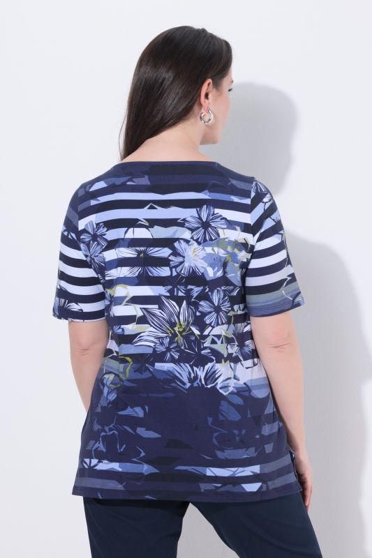 T-shirt en coton Pima, encolure bateau et manches courtes