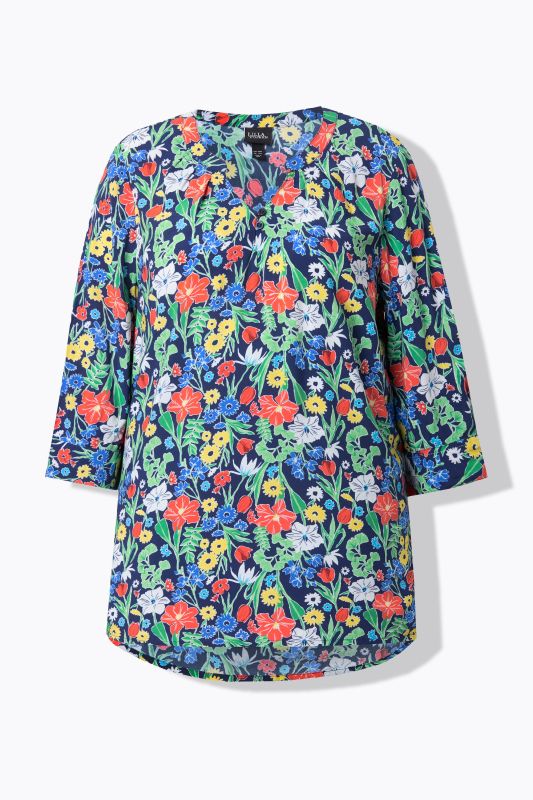 Tunique motif ancres, col tunisien et manches 3/4