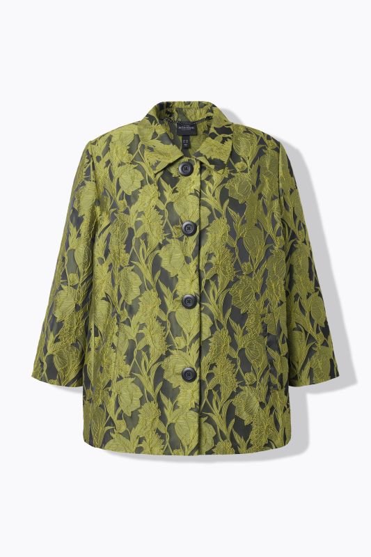 Veste Jacquard, col chemise et manches longues, coupe évasée