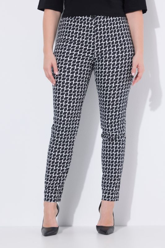 Pantalon jambe droite, motif graphique, taille élastique