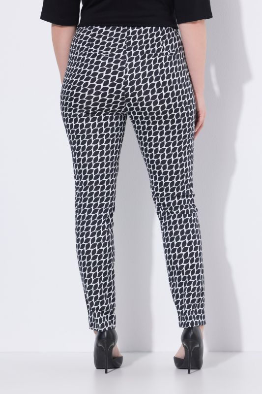Pantalon jambe droite, motif graphique, taille élastique