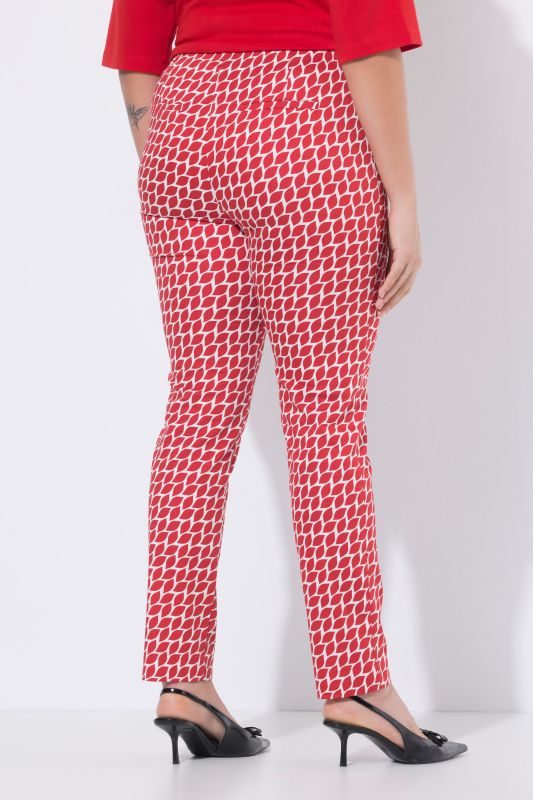 Pantalon jambe droite, motif graphique, taille élastique