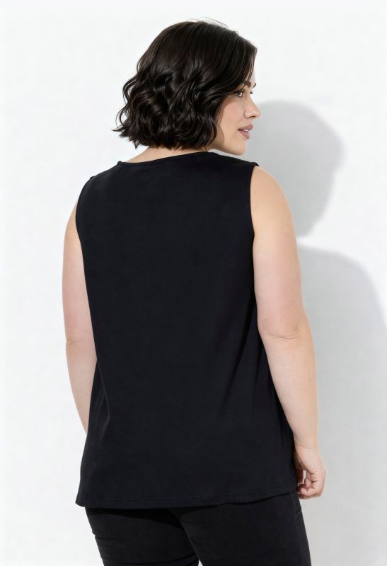 Débardeur en jersey côtelé, décolleté rond et coupe évasée, modèle sans manches
