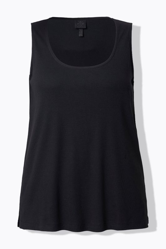Débardeur en jersey côtelé, décolleté rond et coupe évasée, modèle sans manches