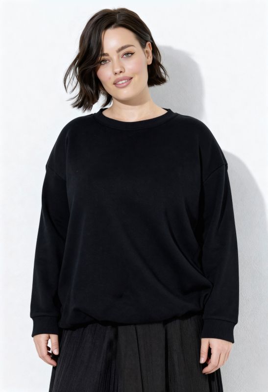 Sweat-shirt court, coupe Boxy Fit, col rond et manches longues
