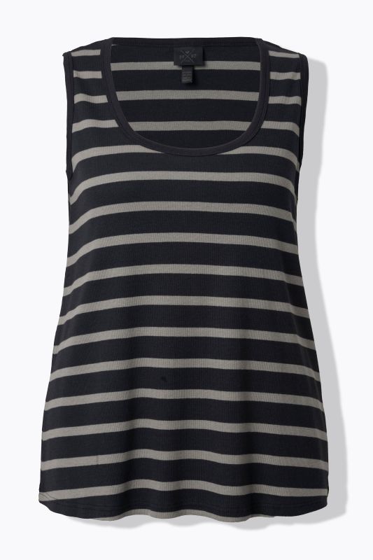 Débardeur en jersey côtelé à rayures, décolleté rond et coupe évasée, modèle sans manches