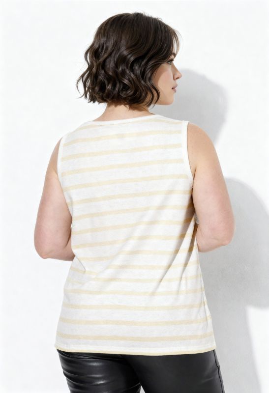 Débardeur en jersey côtelé à rayures, décolleté rond et coupe évasée, modèle sans manches