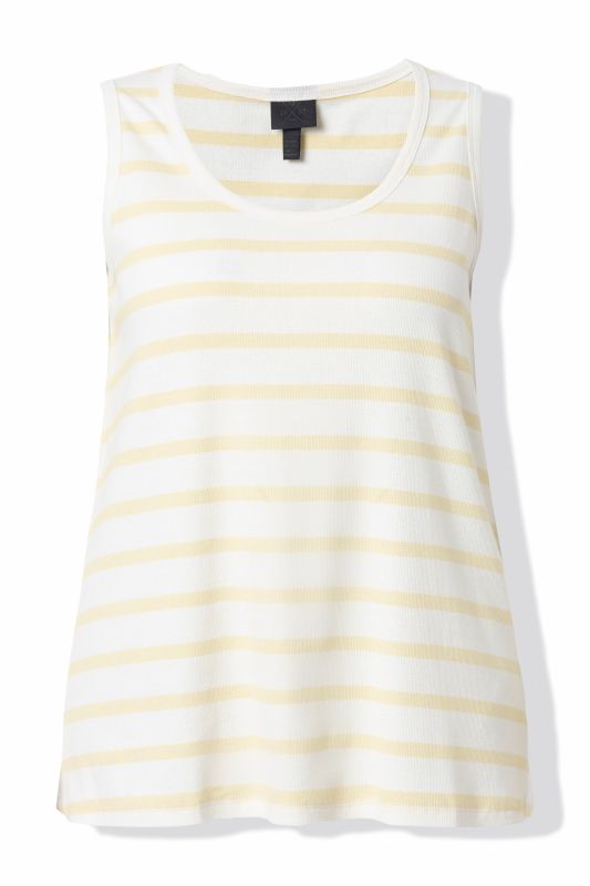 Débardeur en jersey côtelé à rayures, décolleté rond et coupe évasée, modèle sans manches