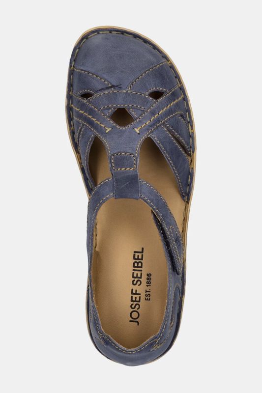 Sandales en cuir Josef Seibel, fermeture à scratch - largeur G