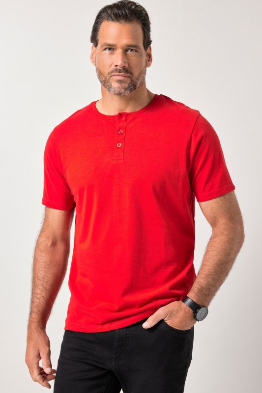 T-shirt Henley, collection Basic. Manches courtes et patte de boutonnage