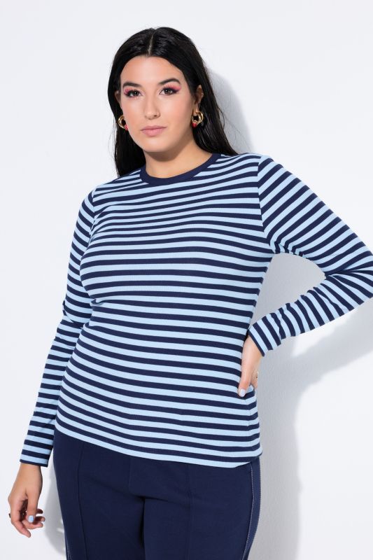 T-shirt coupe slim en jersey rayé, manches longues