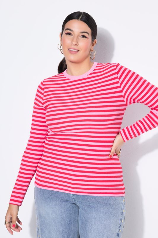 T-shirt coupe slim en jersey rayé, manches longues