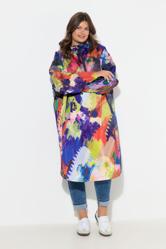 Poncho de pluie technique, modèle unisexe, capuche et imprimé coloré