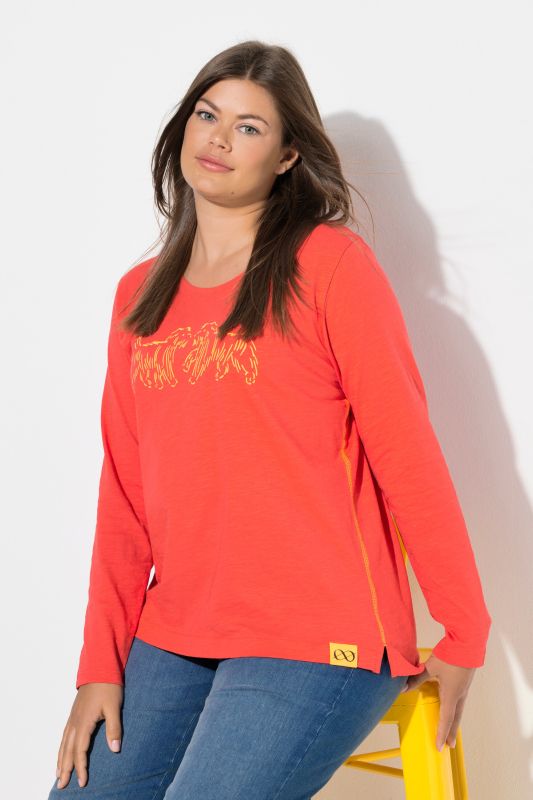 T-shirt à manches longues et col rond, label OEKO-TEX