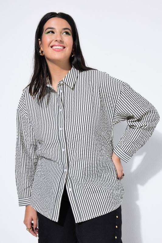 Chemisier oversize, tissu seersucker à rayures