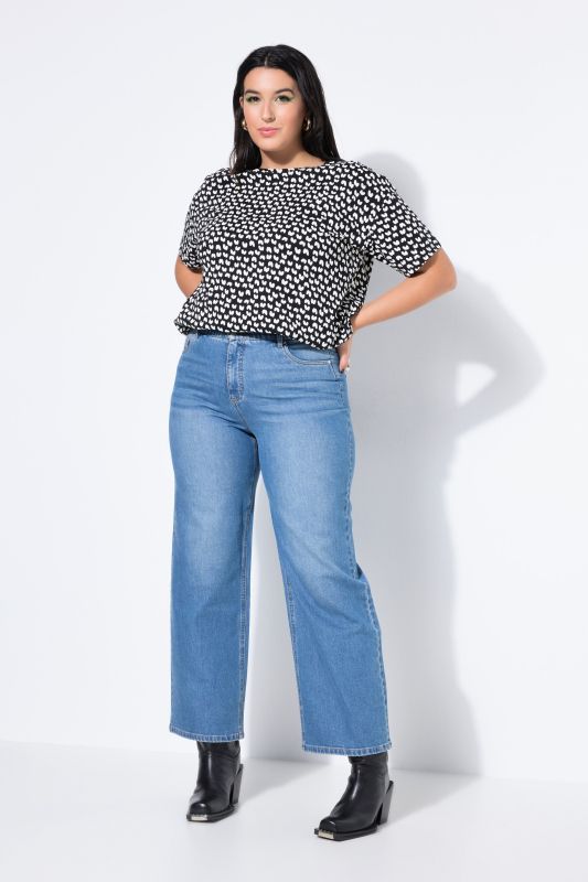 Jean jambe large et taille haute, 5 poches, matière très douce