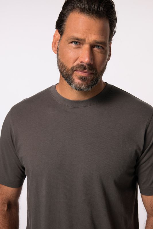 T-shirt Basic en coton peigné, col rond - jusqu'au 8 XL