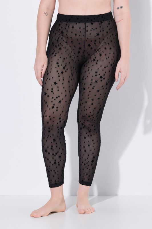 Legging en mesh transparent et hautement élastique, motif étoiles