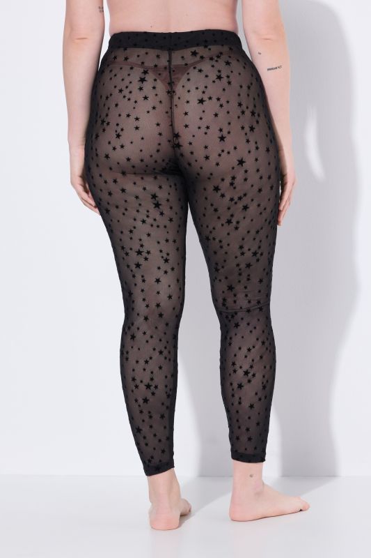 Legging en mesh transparent et hautement élastique, motif étoiles