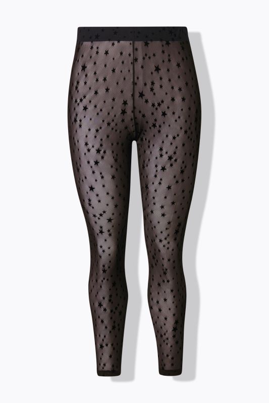 Legging en mesh transparent et hautement élastique, motif étoiles