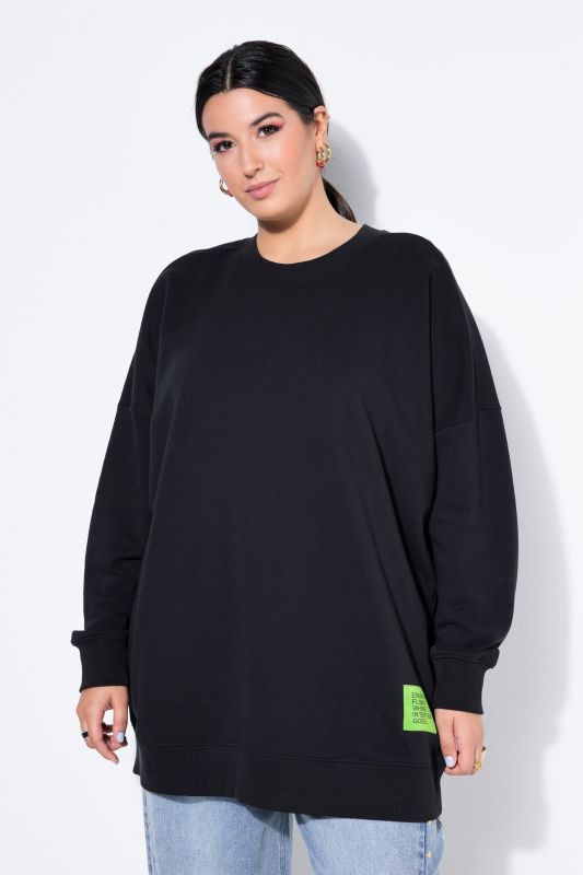 Sweat-shirt oversized avec patch à message, encolure ronde et manches longues