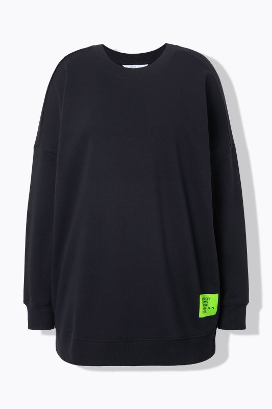 Sweat-shirt oversized avec patch à message, encolure ronde et manches longues