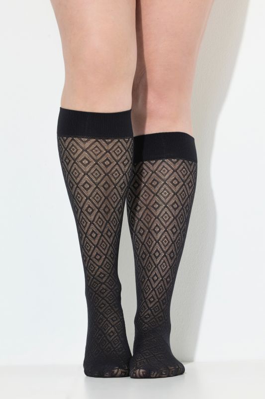 Chaussettes hautes et fines, motif losanges