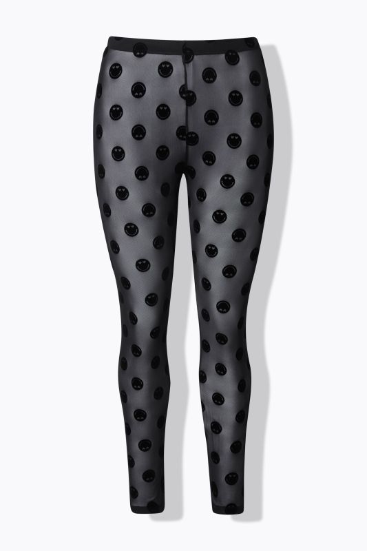 Legging-collant en mesh, motif visages souriants