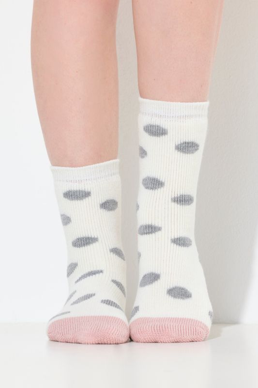 Lot de 2 paires de chaussettes cocooning, matière douillette, motif pois/rayures