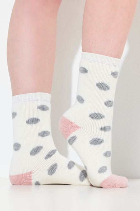 Lot de 2 paires de chaussettes cocooning, matière douillette, motif pois/rayures