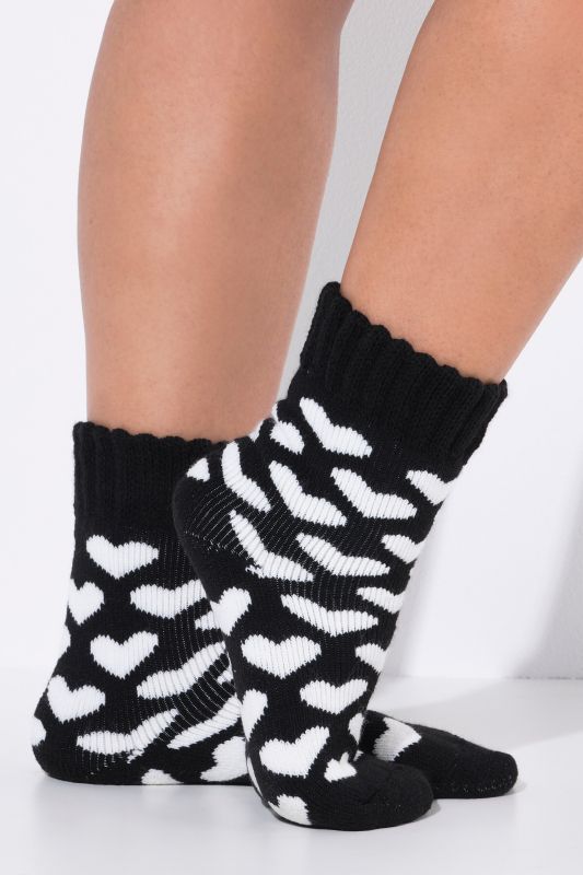 Lot de 2 paires de chaussettes, uni/cœurs