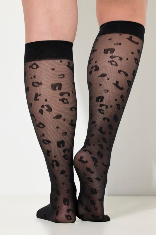 Chaussettes hautes et fines, légèrement transparentes, motif léopard