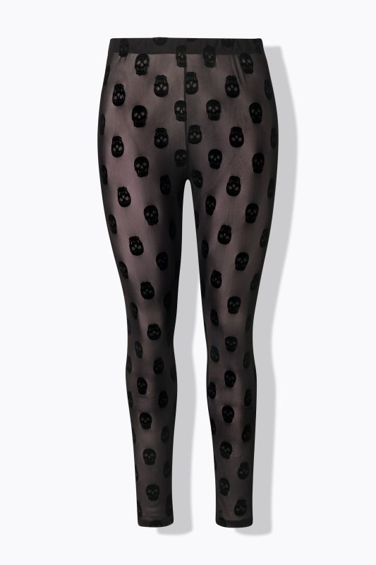 Legging-collant en mesh, motif têtes de mort
