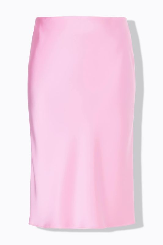 Jupe midi en satin coupe trapèze