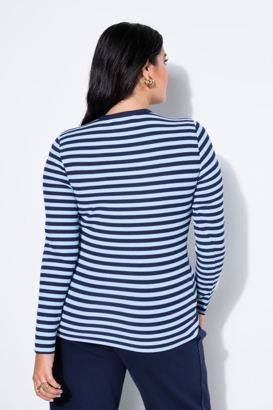 T-shirt coupe slim en jersey rayé, manches longues