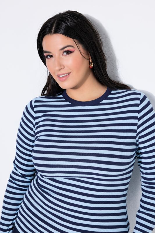 T-shirt coupe slim en jersey rayé, manches longues