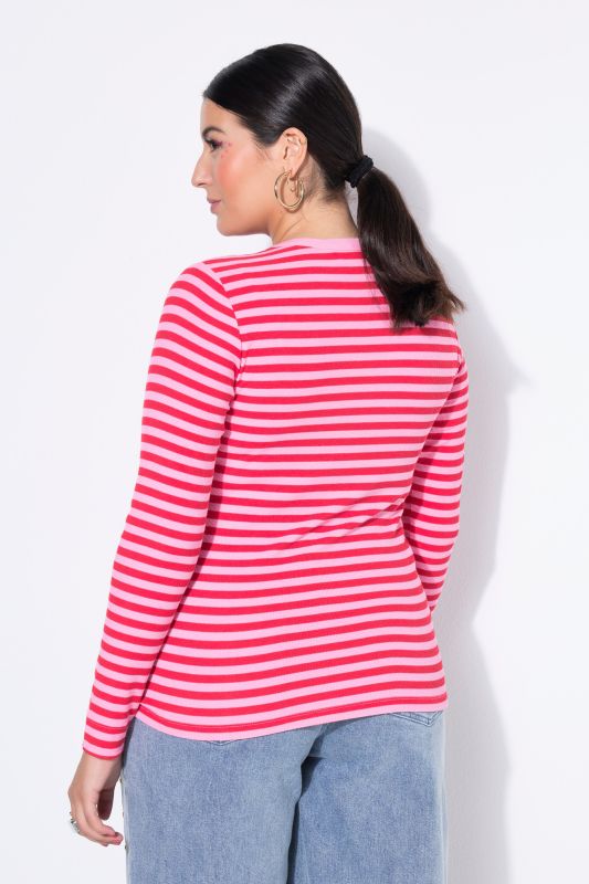 T-shirt coupe slim en jersey rayé, manches longues