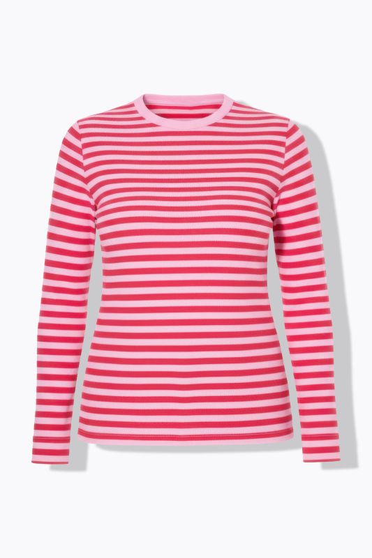 T-shirt coupe slim en jersey rayé, manches longues