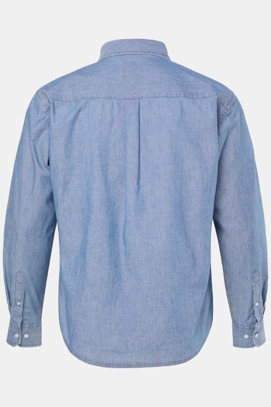 Chemise JP 1880 aspect jean, manches longues et col à pointes boutonnée, coupe Modern Fit - jusqu'au 8 XL