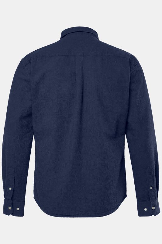 Chemise JP 1880 en seersucker, manches longues et col à pointes boutonnée, coupe Modern Fit - jusqu'au 8 XL