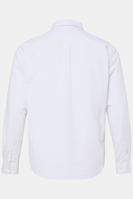 Chemise JP 1880 en seersucker, manches longues et col à pointes boutonnée, coupe Modern Fit - jusqu'au 8 XL