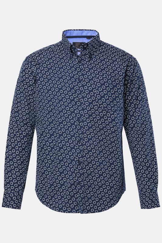 Chemise JP 1880 à motif floral, manches longues et col à pointes boutonnées, coupe Modern Fit - jusqu'au 8 XL