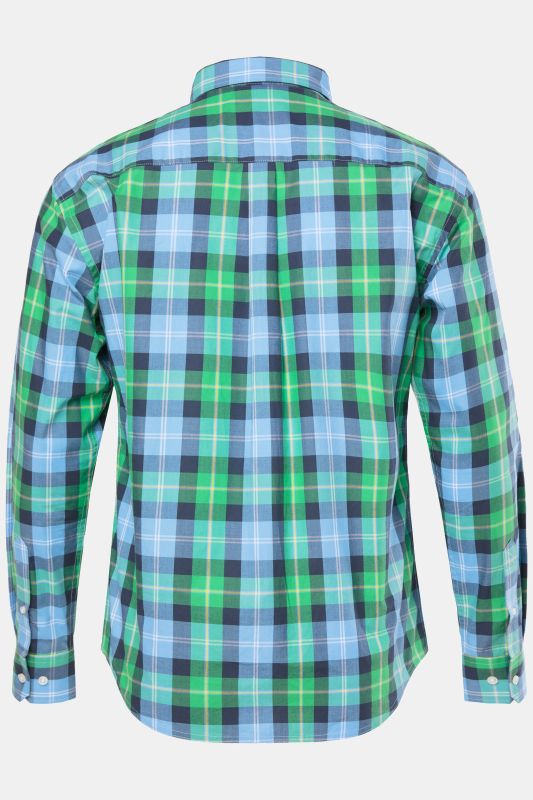 Chemise à carreaux JP 1880, manches longues et col à pointes boutonnée, coupe Modern Fit - jusqu'au 8 XL